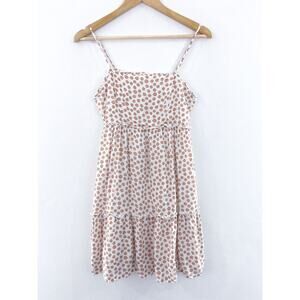 LA Heart's Floral Tiered Babydoll Mini Dress Medium White Ditzy Ruffles Rayon